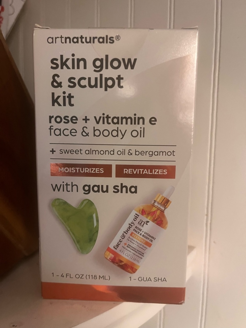 artnaturals Green Gua Sha & Rose + Vitamin E Face & Body Oil Kit